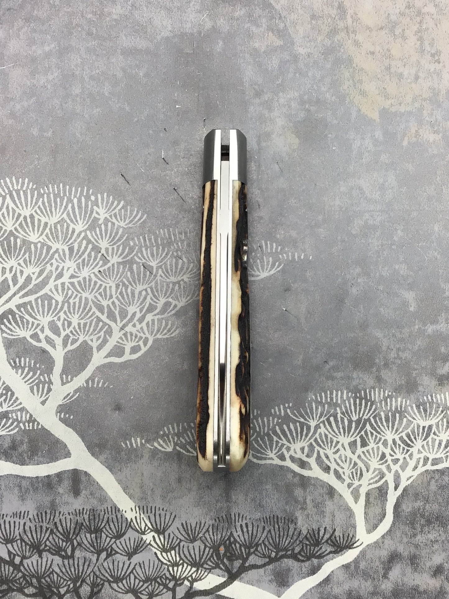 Tim Robertson “Hayes Model” mid lock with Sambar Stag scales. Comes with a Piper Robertson custom belt sheath