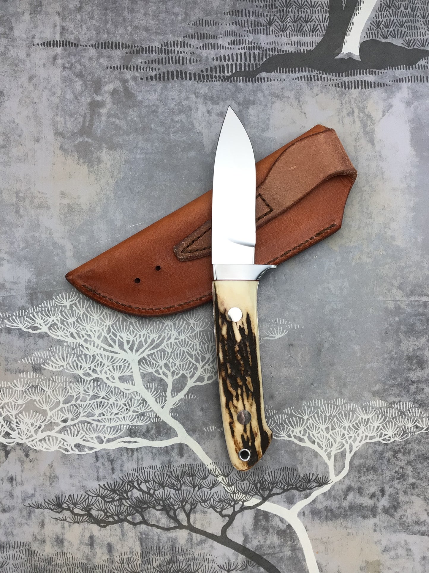 Zac Buchanan “Drop Point” Hunter with Sambar Stag scales