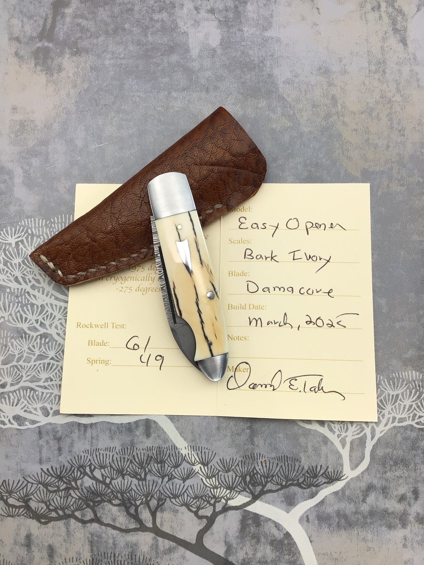 David “dr.t” Taber “ EZ Opener Jack” Slipjoint with Antique Bark E Ivory scales