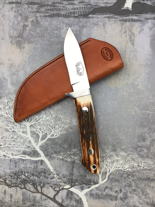 Zac Buchanan “Drop Point” Hunter with Sambar Stag scales